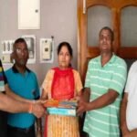 Members of All India Ex-Servicemen Service Council celebrating Diwali with families of martyrs in Jamshedpur.
