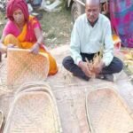 Turis community members in Lohardaga crafting traditional Soop and Dauras for the Chhath festival.