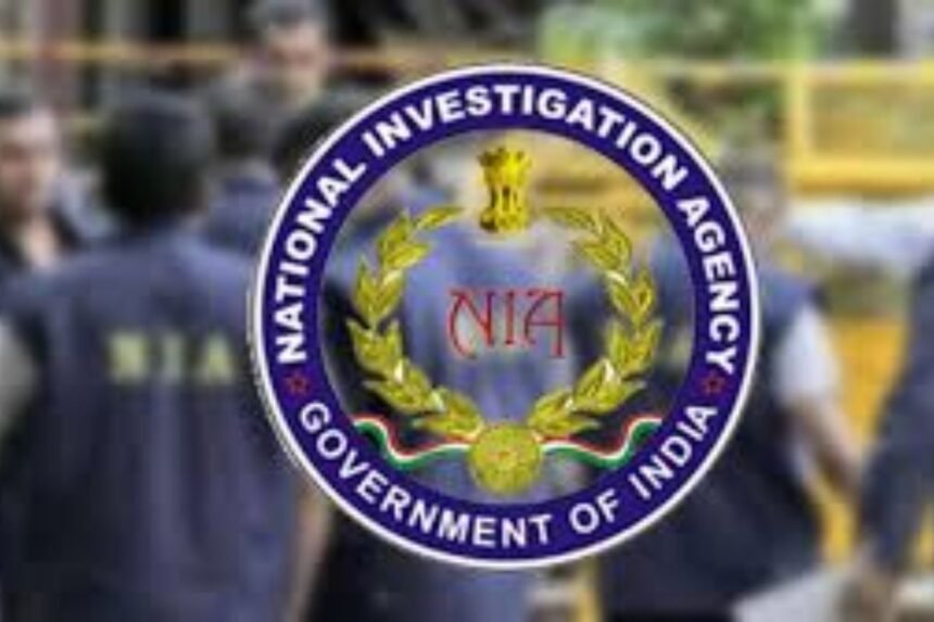 NIA officials conducting raids in Chaibasa, Jharkhand, targeting CPI (Maoist) operatives and overground workers, with seized evidence displayed.