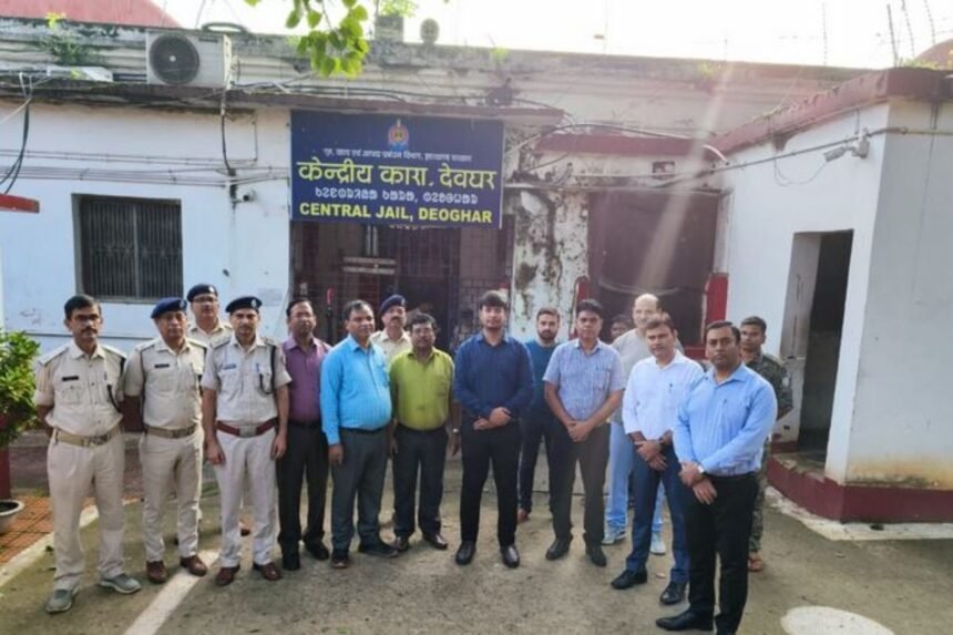 Police conduct a raid at Deoghar Central Jail, searching male and female wards, reviewing security footage and inspecting visitor logs.