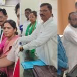 JMM's Kedar Hazra, BJP's Munia Devi and CPI-ML's Rajkumar filing nominations for Jharkhand Assembly elections in Giridih.