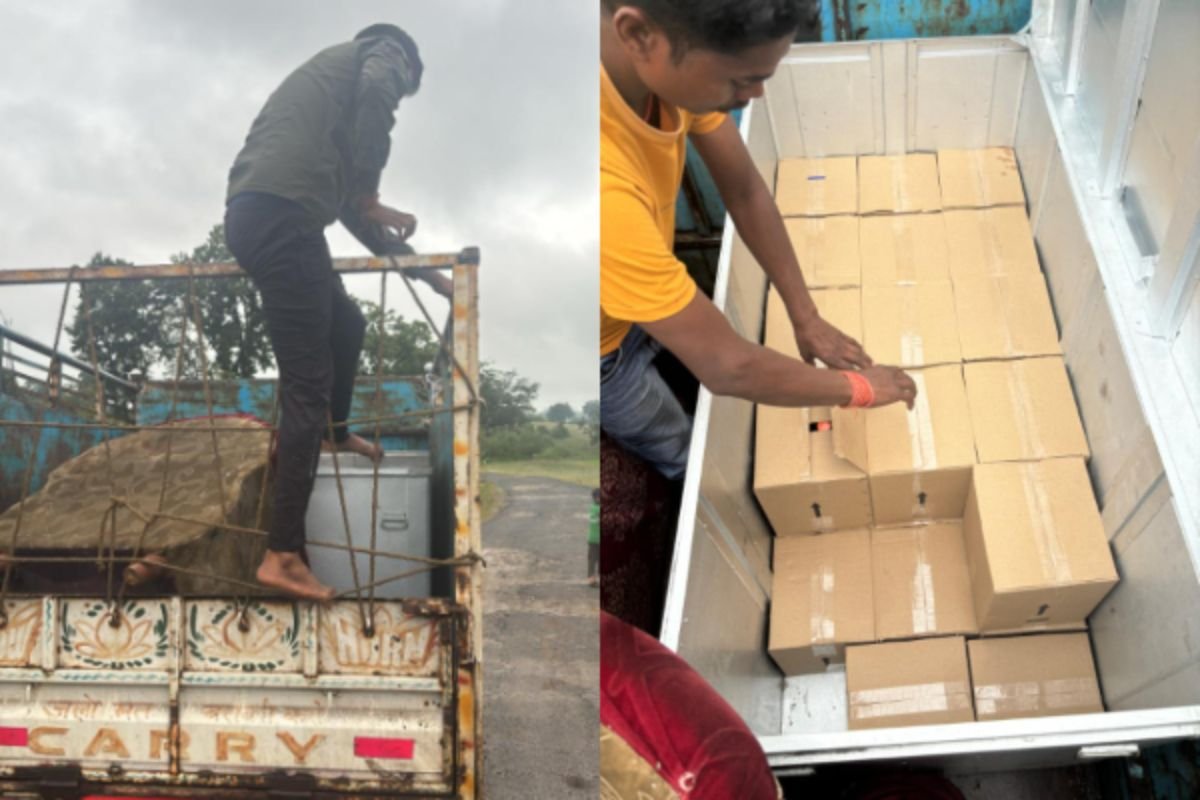 Giridih News: Branded Company Liquor and Cattle-Laden Vehicle Seized by Police, Two Arrested