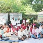 Protest by Jharkhand Education Project Council Union at District Education Office demanding equal pay and job security for contract teachers