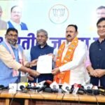 Kamlesh Kumar Singh joining BJP in Jharkhand with Babulal Marandi and Himanta Biswa Sarma