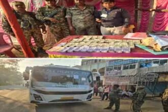 Latehar Police seize ₹15 lakh cash from Ranchi-Garhwa passenger bus during routine inspection.