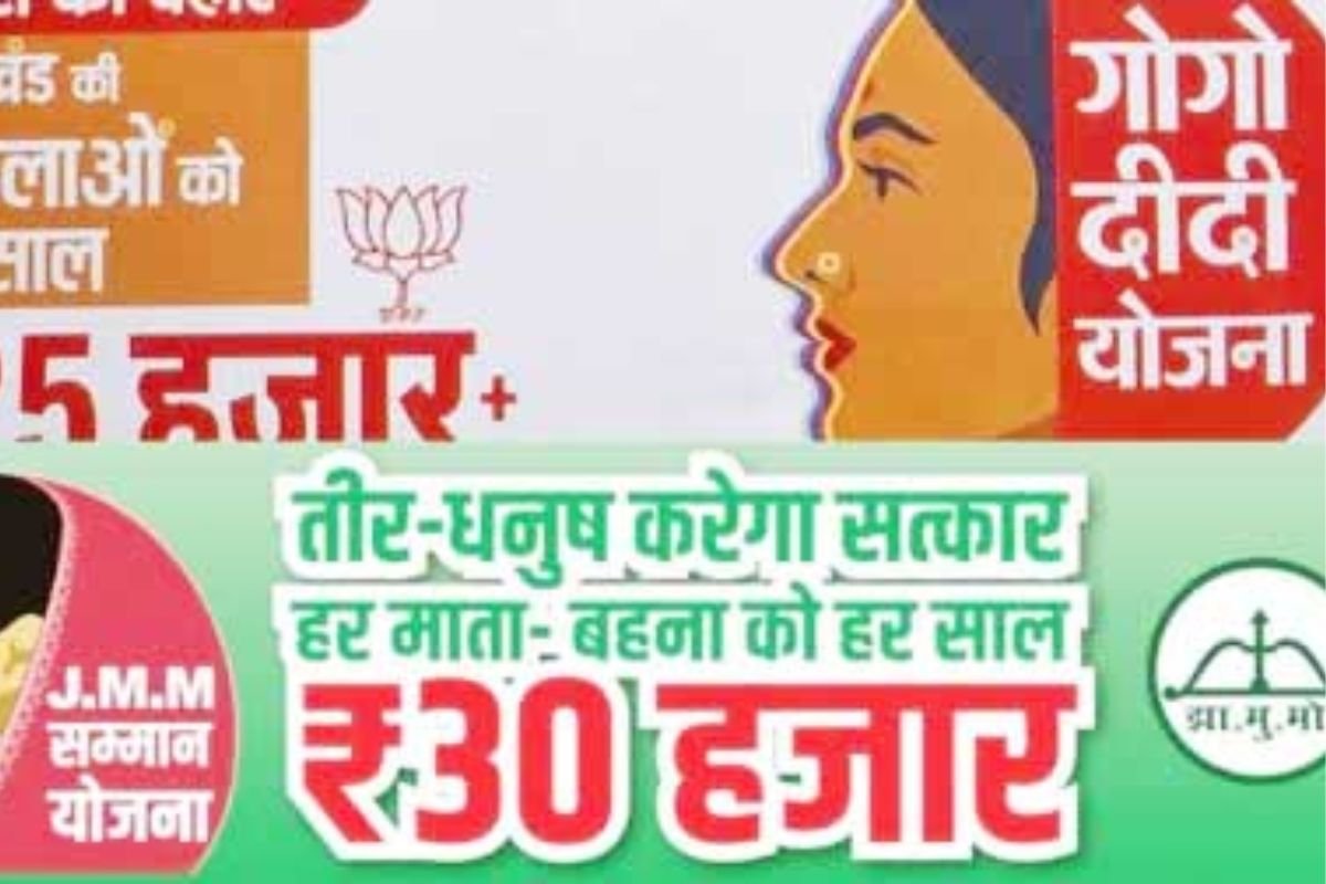 Maiyan Samman and Gogo Didi schemes, economic impact on Jharkhand, political debate.