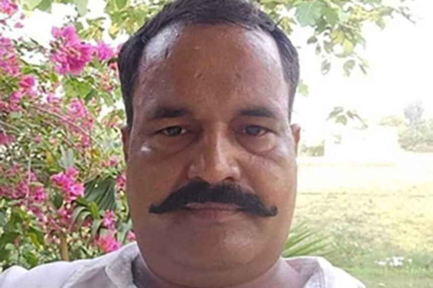 A photo of Manjeet Yadav, former Ramnavami Mahasamiti president, in Hazaribagh, where he was murdered.