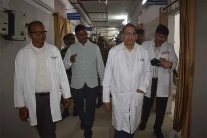 RIMS Director inspecting hospital premises, highlighting cleanliness issues and demanding improvements from maintenance agency