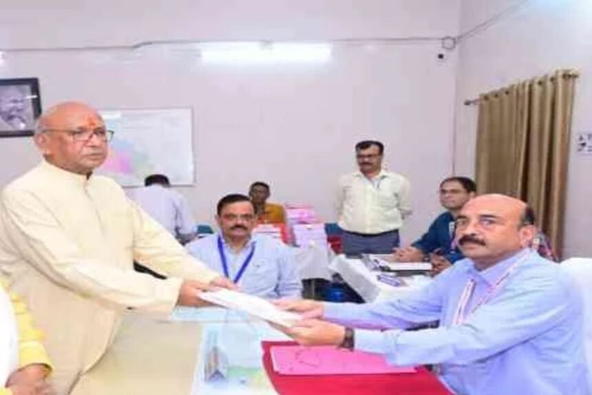 Saryu Roy, NDA candidate, filing his nomination papers in Jamshedpur West elections.