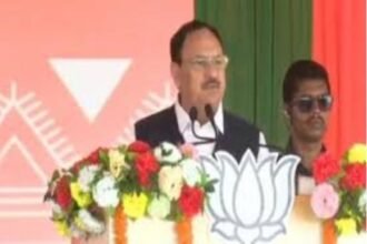 JP Nadda addressing the public in Gomia, highlighting PM Modi’s welfare achievements