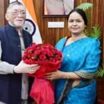 Alka Tiwari meets Governor Santosh Kumar Gangwar at Raj Bhavan in Ranchi to discuss Jharkhand's development projects.