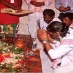 Chief Minister Hemant Soren performing rituals at Lugu Buru Ghanta Bari, Bokaro.