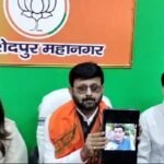 BJP spokesperson Pratul Shah Deo condemning Congress for its derogatory remarks towards women during a press conference.