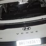 Ranchi Morahbadi high-speed car crash involving a Hyundai Venue, with severe vehicle damage and four injuries reported.