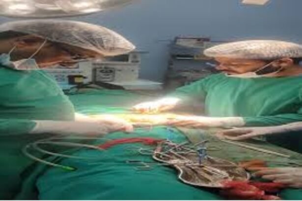 Surgeons performing the first pilonidal sinus surgery at Ranchi Sadar Hospital using the Limberg Flap technique.