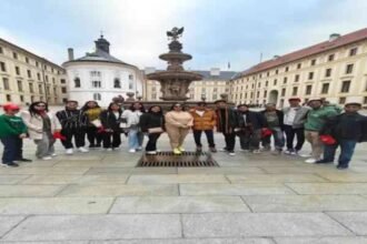 SBPS Ranchi students exploring historical sites in Eastern Europe on an educational tour.