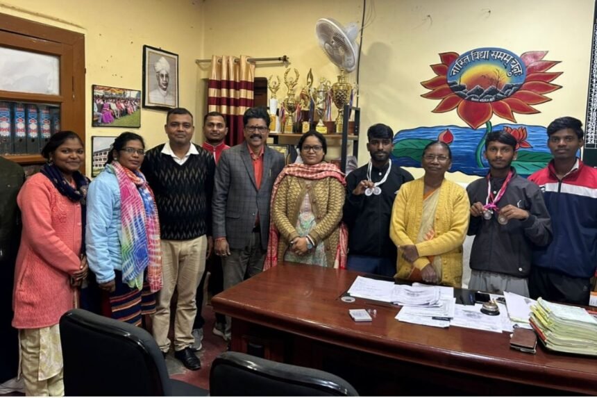 Birsa College Khunti archery team celebrates winning medals at Ranchi University Championship