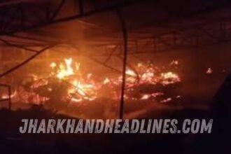 Fire in Giridih destroys plywood and electrical goods warehouses, causing an estimated ₹2 crore loss.