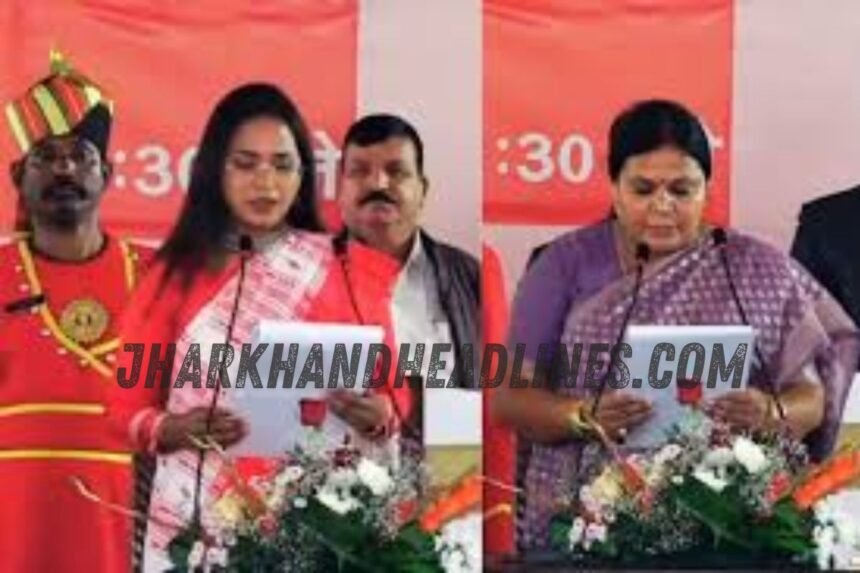 Hemant Soren with newly sworn-in ministers, including two women leaders in Jharkhand’s cabinet expansion ceremony 2024.