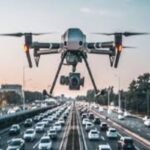 Drone monitoring traffic in Jamshedpur city to improve road safety and manage congestion, part of the police’s latest initiative.