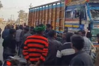 Ramgarh truck accident woman killed road protest driver arrested