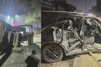 Ranchi Christmas night road accident between tractor and Scorpio injuring two individuals.