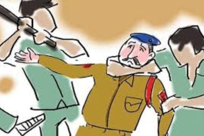 Police team attacked by locals during arrest of molestation suspect in Ranchi, injuring two officers.