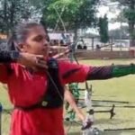 Tamanna Verma holding her bow after securing her place in Jharkhand Senior National Archery Team