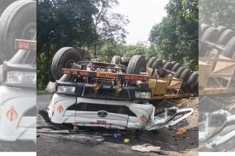 Koderma Valley trailer accident near Jamsoti Nala, driver dies after vehicle overturns
