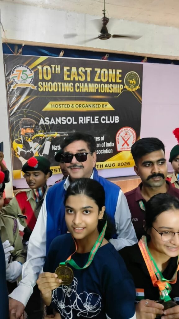Jamshedpur shooter Ankita Bose displays her gold medal at the East Zone Shooting Championship 2026