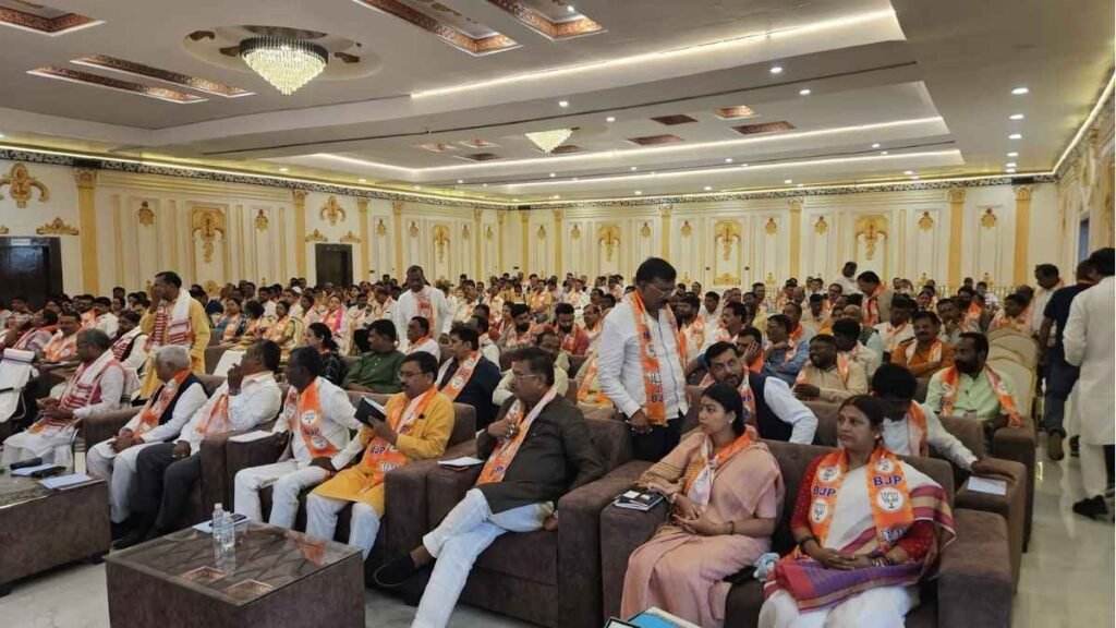 BJP leaders and workers attend a state-level workshop in Ranchi