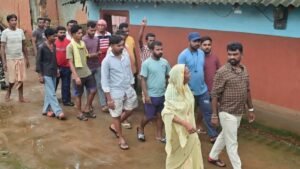 Potka MLA Sanjeev Sardar addresses villagers during a JMM awareness campaign in Udal village