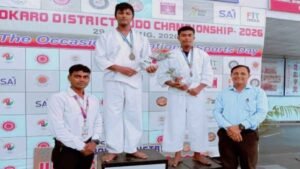 Mount Zion School Bokaro judo players with medals after district tournament
