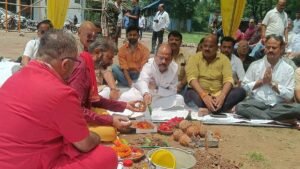 Former Jharkhand Chief Minister Raghubar Das attends Agrico Durga Puja Bhumi Pujan in Jamshedpur