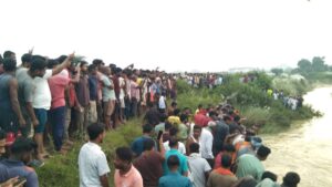 Rescue operation after two school students drowned at a check dam in Dumka