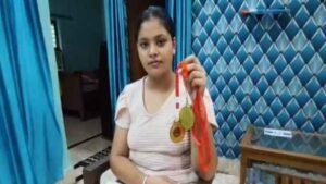 Adityapur athlete Reet Kumari after winning gold medals in shot put and hammer throw