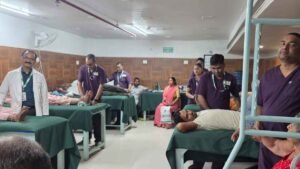 Physiotherapist guiding a patient through rehabilitation exercises
